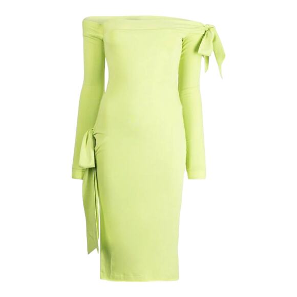 Rotate dress off the shoulder bodycon lime green size 8 - Picture 1 of 6